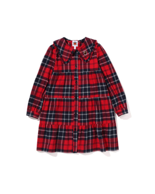 Peignoir Bape Check Big Collar Onepiece Rouge Clair Enfant | YQG-48292007