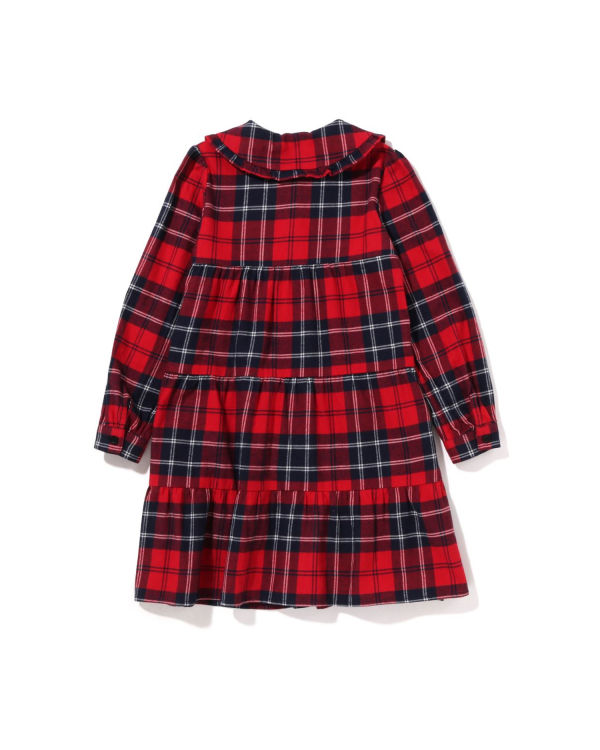 Peignoir Bape Check Big Collar Onepiece Rouge Clair Enfant | YQG-48292007