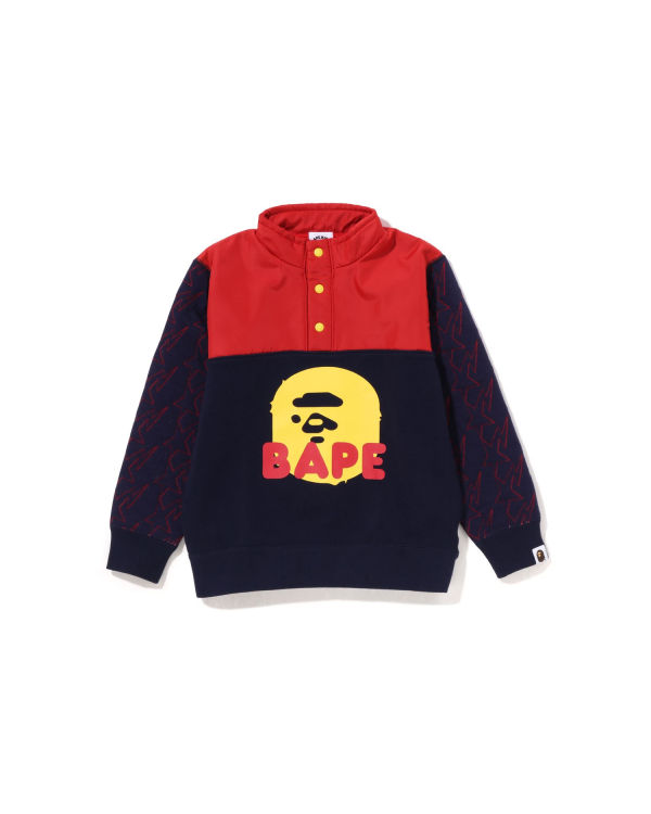 Sweats Bape STA Quilting Ape Head Half Snap Bleu Enfant | UKL-91372913