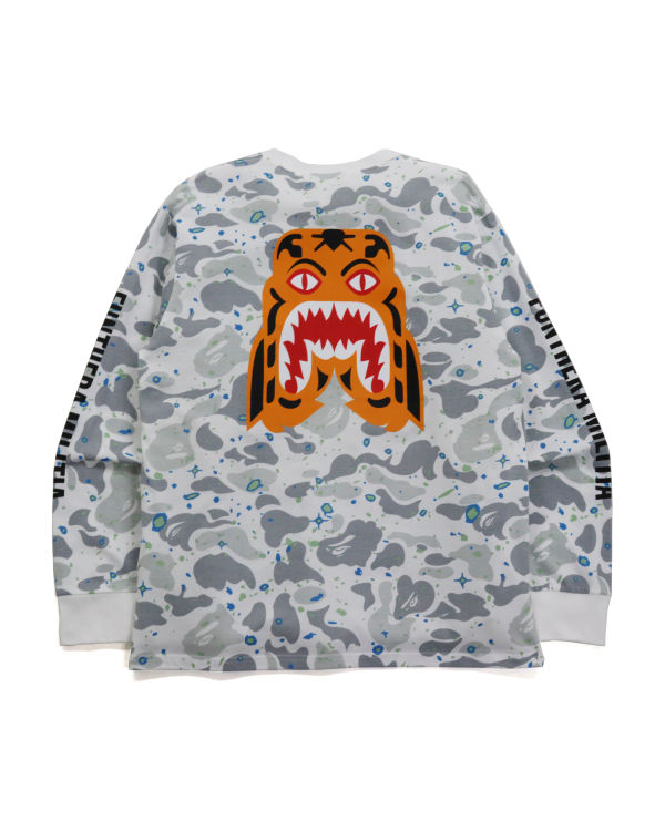 T Shirts Bape Space Camo Tiger L/S Blanche Homme | INH-13803662