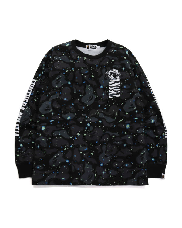 T Shirts Bape Space Camo Tiger L/S Noir Homme | TPL-84525486