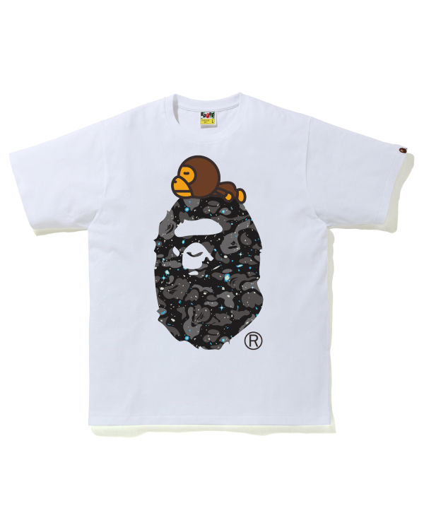 T Shirts Bape Space Camo Milo On Big Ape Blanche Homme | CGZ-32615990