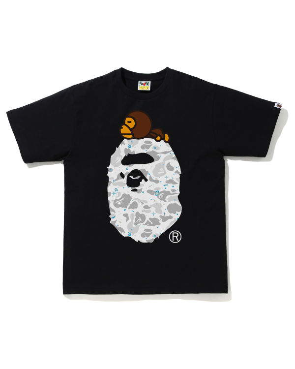 T Shirts Bape Space Camo Milo On Big Ape Noir Homme | WPI-10227923