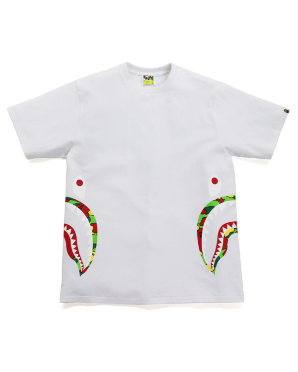 T Shirts Bape STA Camo Side Shark Blanche Homme | PUB-36739042