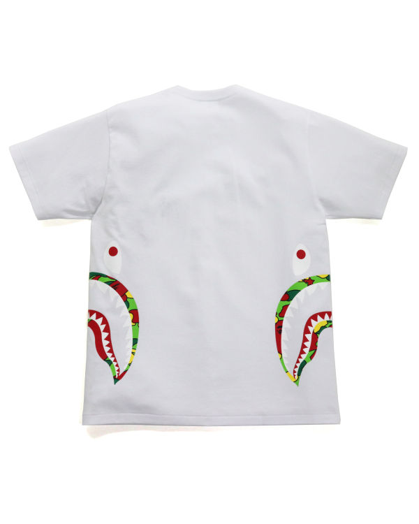 T Shirts Bape STA Camo Side Shark Blanche Homme | PUB-36739042