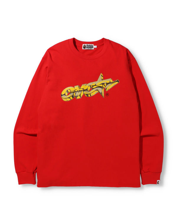 T Shirts Bape X OVO Long Sleeve Rouge Clair Homme | CJX-01644277