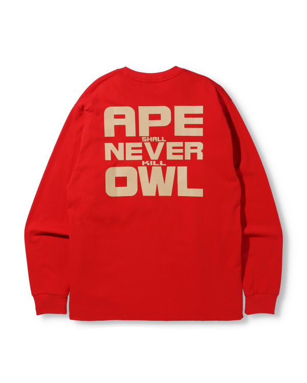 T Shirts Bape X OVO Long Sleeve Rouge Clair Homme | CJX-01644277