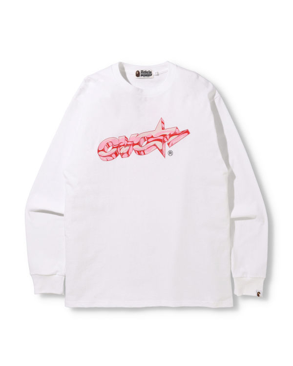 T Shirts Bape X OVO Long Sleeve Blanche Homme | RWZ-95046077