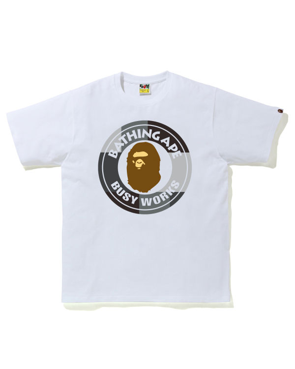 T Shirts Bape Color Block Busy Works Blanche Homme | IOV-93996021