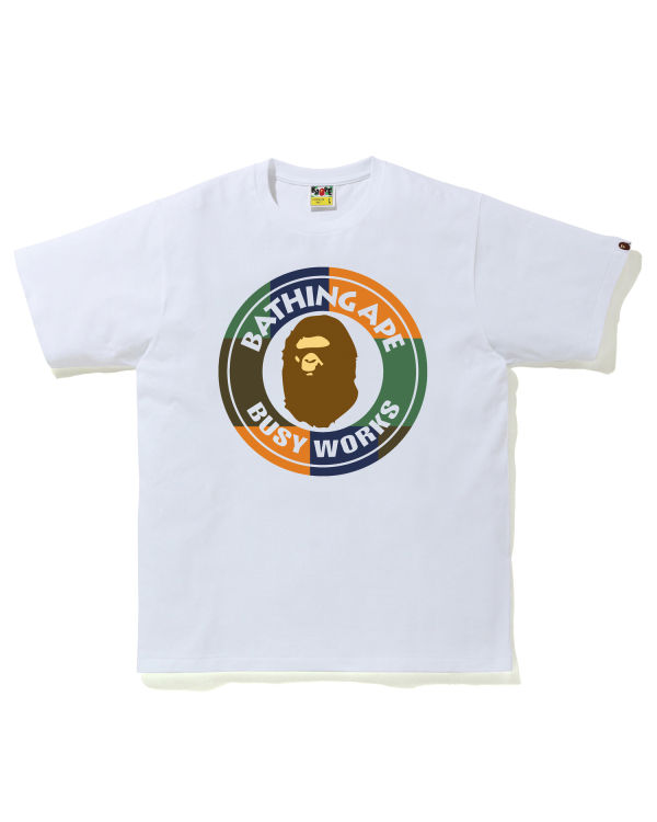 T Shirts Bape Color Block Busy Works Blanche Homme | LSC-50642693