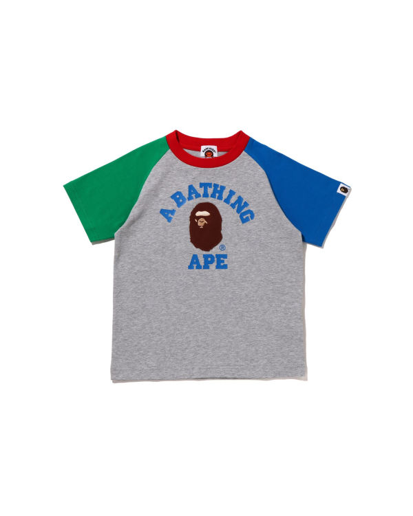 T Shirts Bape College Raglan Grise Enfant | QSV-65616769