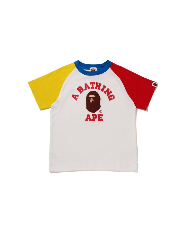 T Shirts Bape College Raglan Blanche Enfant | SKP-33705747