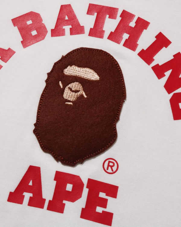 T Shirts Bape College Raglan Blanche Enfant | SKP-33705747