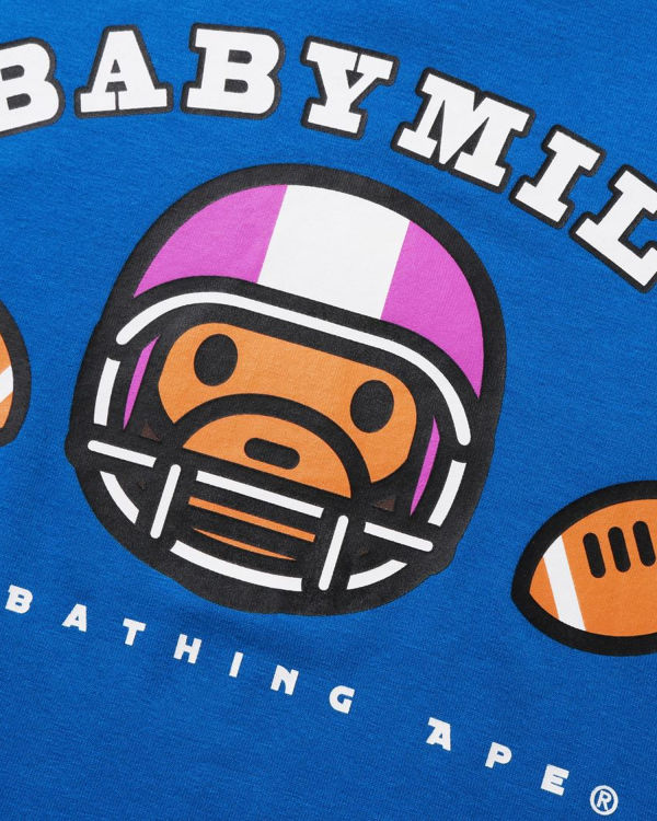 T Shirts Bape Football Milo Bleu Enfant | XES-05447487