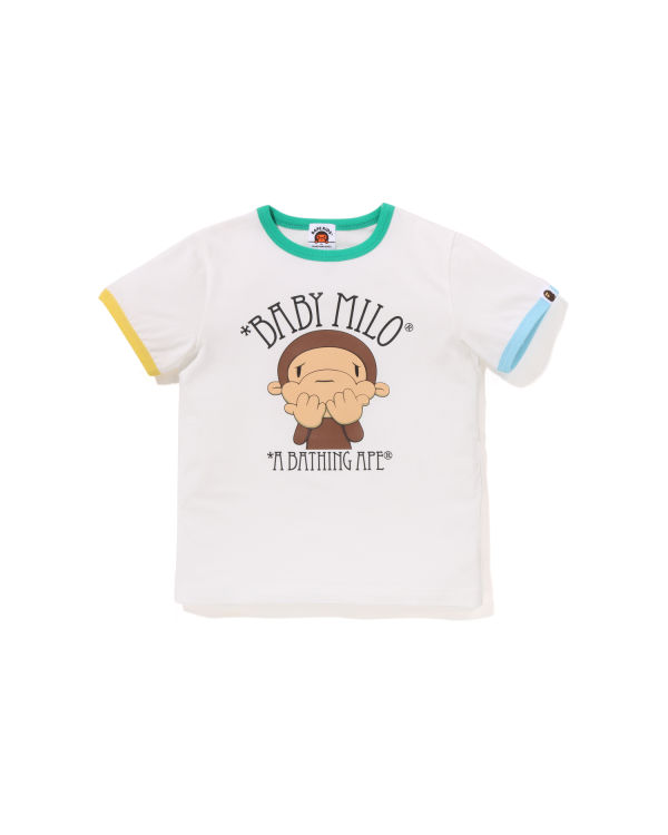 T Shirts Bape Drawn Milo Shy Ringer Blanche Enfant | NYQ-86550612