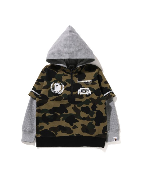 Sweat à Capuche Bape 1st Camo Racing Layered Pullover Vert Enfant | NYP-51330443