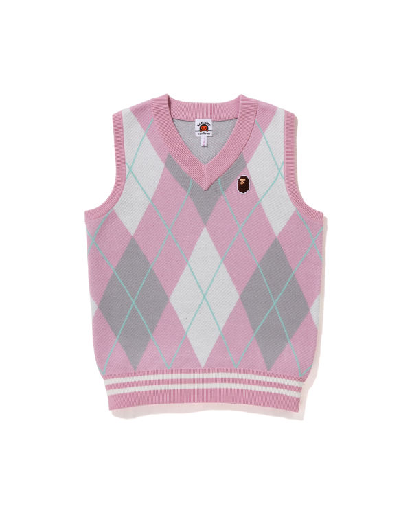 Gilet Bape Ape Head Patch Argyle JR Rose Enfant | MFM-55209107