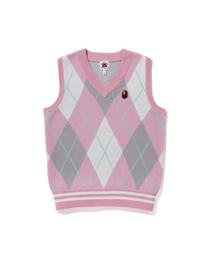 Gilet Bape Ape Head Patch Argyle JR Rose Enfant | MFM-55209107