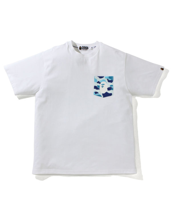 T Shirts Bape ABC Camo pocket Bleu Clair Homme | GCN-57065144