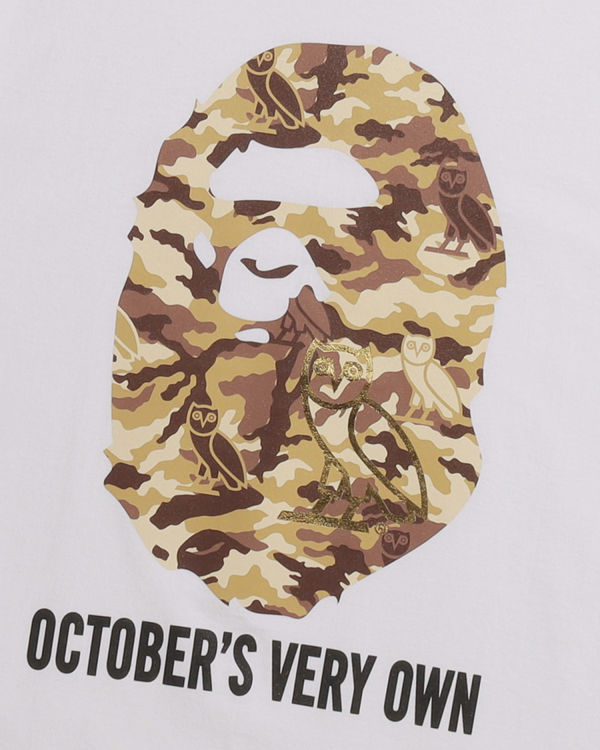 T Shirts Bape X OVO Woodland Camo Ape Head Blanche Homme | LMR-17003711