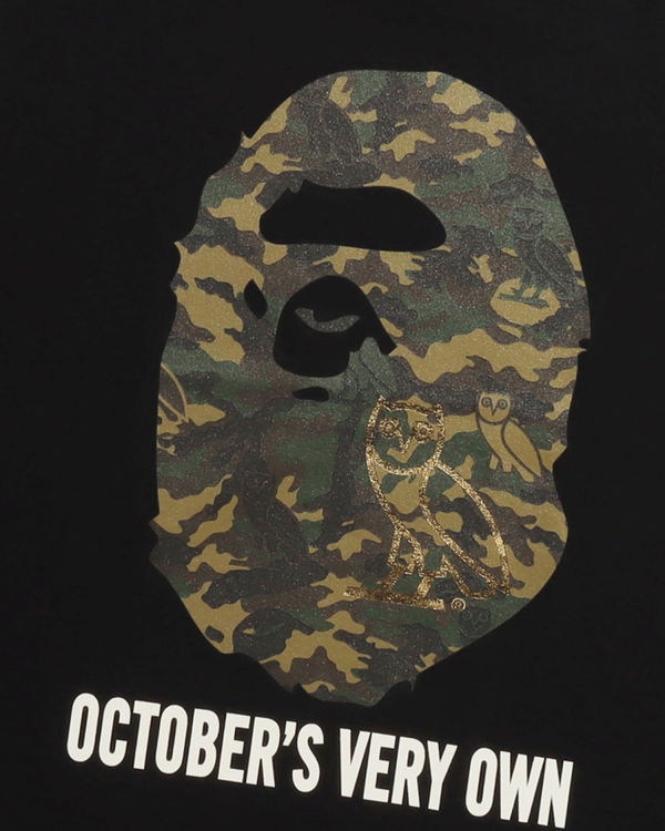 T Shirts Bape X OVO Woodland Camo Ape Head Noir Homme | HVS-02502246