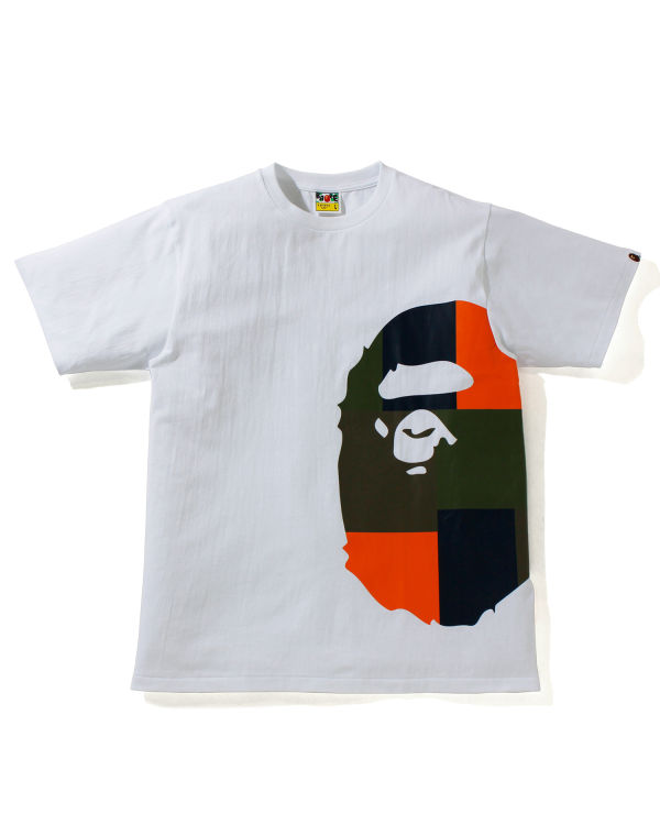 T Shirts Bape Color Block Side Big Ape Head M Blanche Homme | WEN-38800017