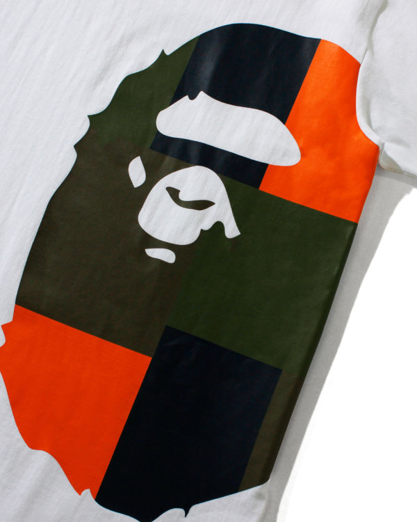 T Shirts Bape Color Block Side Big Ape Head M Blanche Homme | WEN-38800017