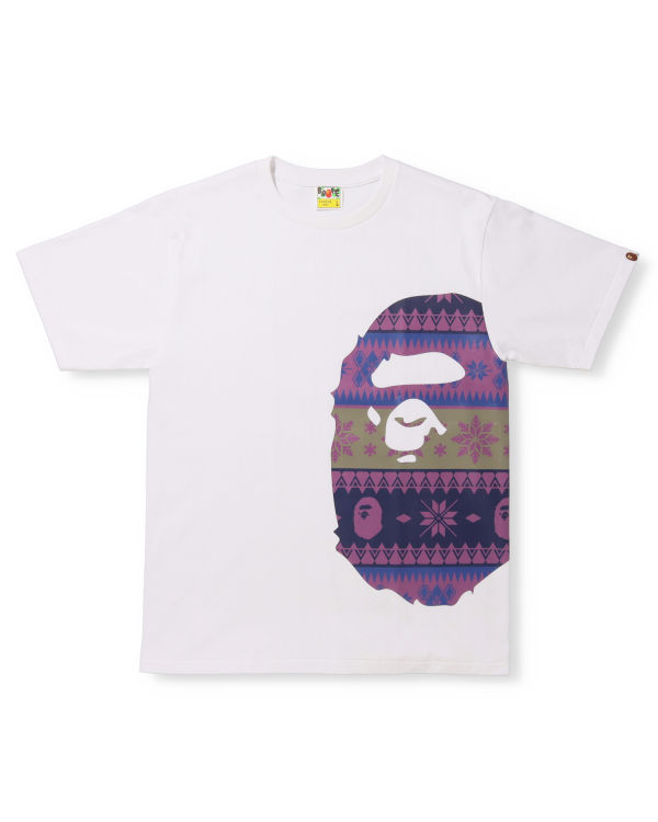 T Shirts Bape Snow Pattern Side Big Ape Head Blanche Homme | EVE-08994097