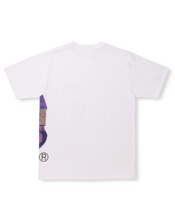 T Shirts Bape Snow Pattern Side Big Ape Head Blanche Homme | EVE-08994097