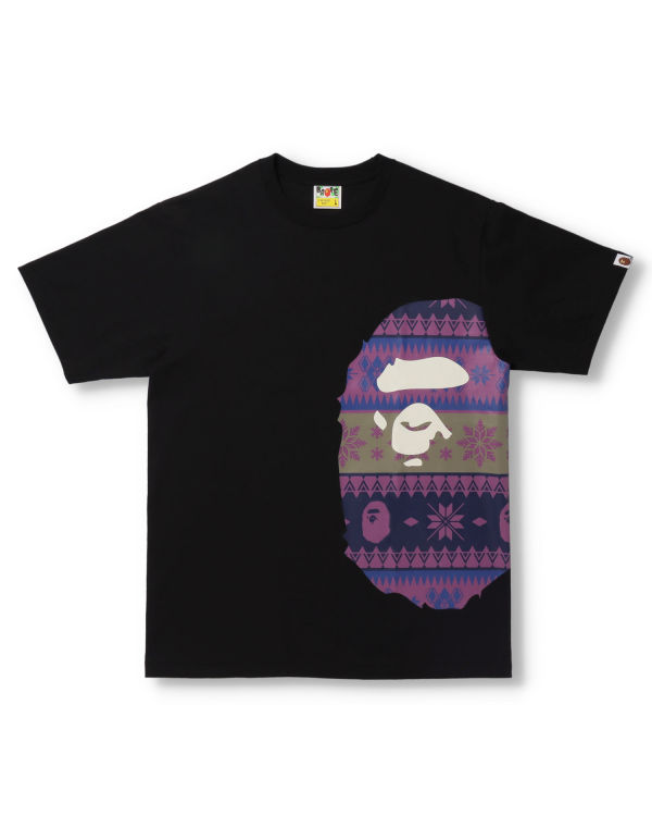 T Shirts Bape Snow Pattern Side Big Ape Head Noir Homme | NVA-02519242