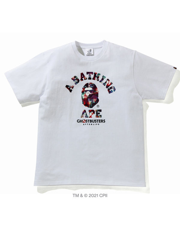 T Shirts Bape X Ghostbusters Camo College Blanche Homme | SOW-57383746