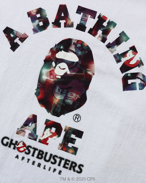 T Shirts Bape X Ghostbusters Camo College Blanche Homme | SOW-57383746