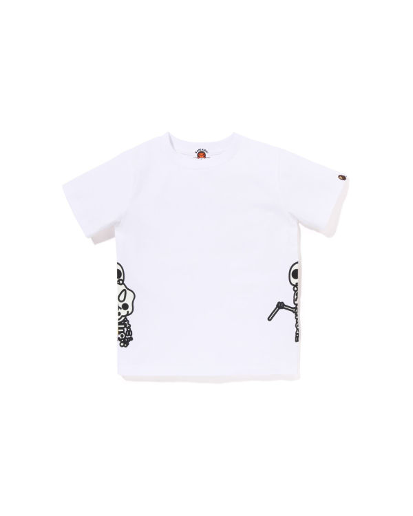 T Shirts Bape Glow In The Dark Bone Dinosaur Blanche Enfant | KZQ-02208274