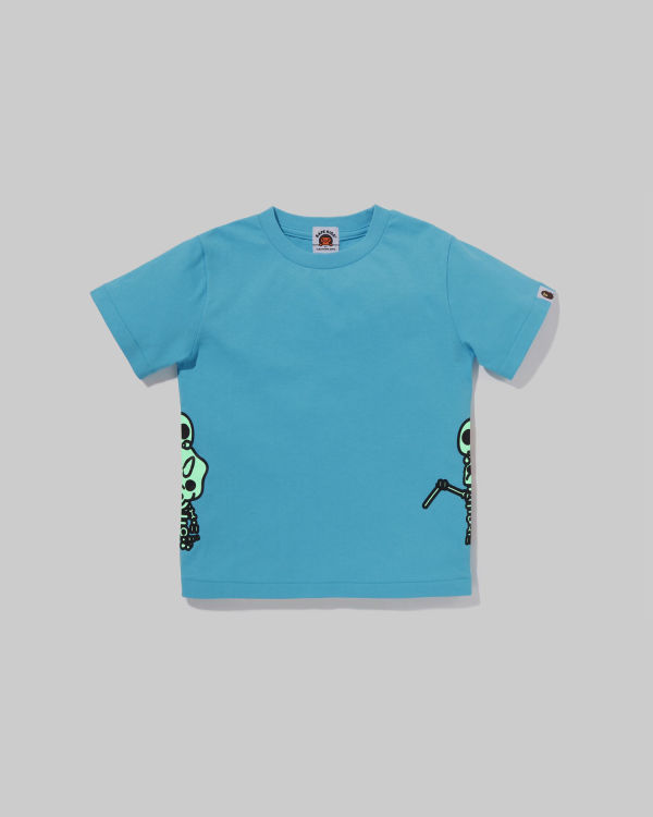 T Shirts Bape Glow In The Dark Bone Dinosaur Bleu Enfant | MQD-21154785