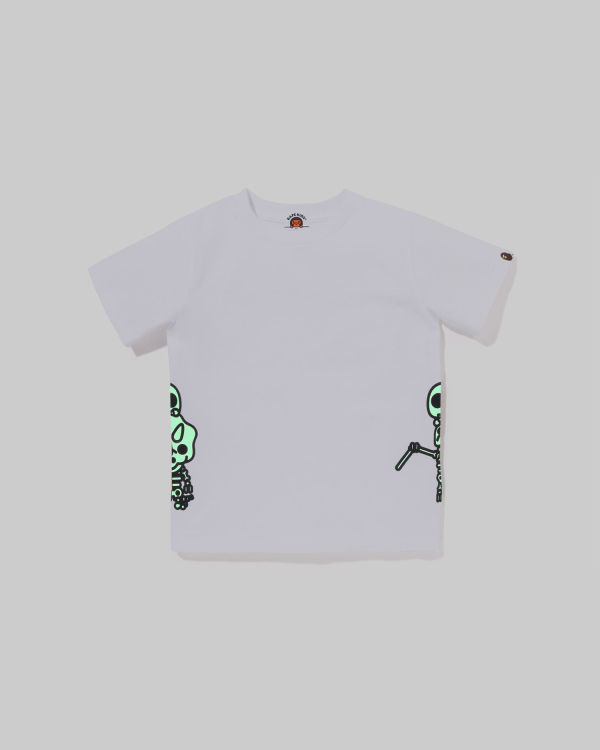 T Shirts Bape Glow In The Dark Bone Dinosaur Blanche Enfant | KZQ-02208274