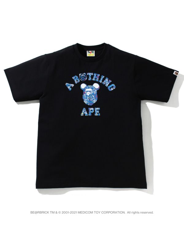 T Shirts Bape X Medicom Toy Camo BE@R College Noir Homme | IEN-53296530