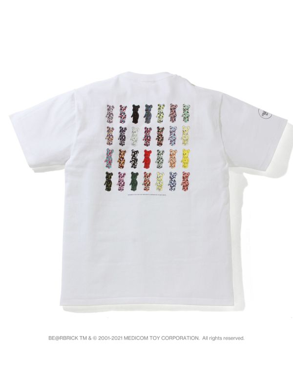 T Shirts Bape X Medicom Toy Camo BE@R Blanche Homme | TDK-98650004