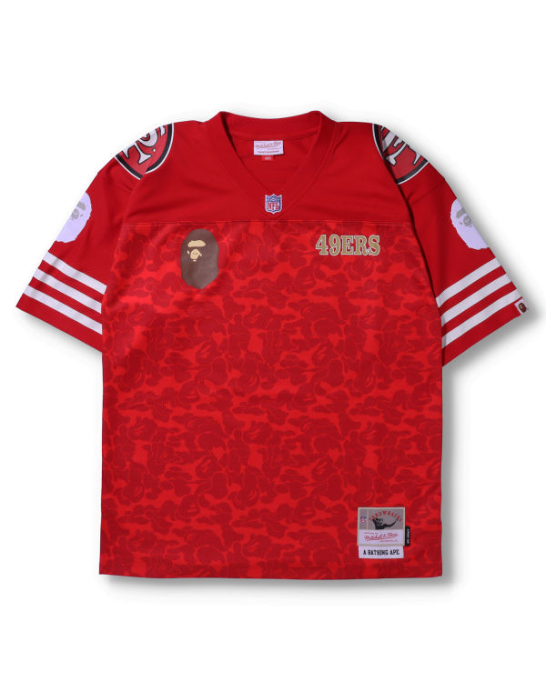 T Shirts Bape X M&N NFL San Francisco 49ers Legacy Jersey Rouge Clair Homme | CQU-03792550