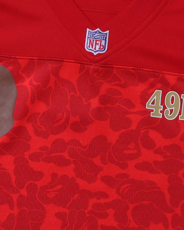 T Shirts Bape X M&N NFL San Francisco 49ers Legacy Jersey Rouge Clair Homme | CQU-03792550