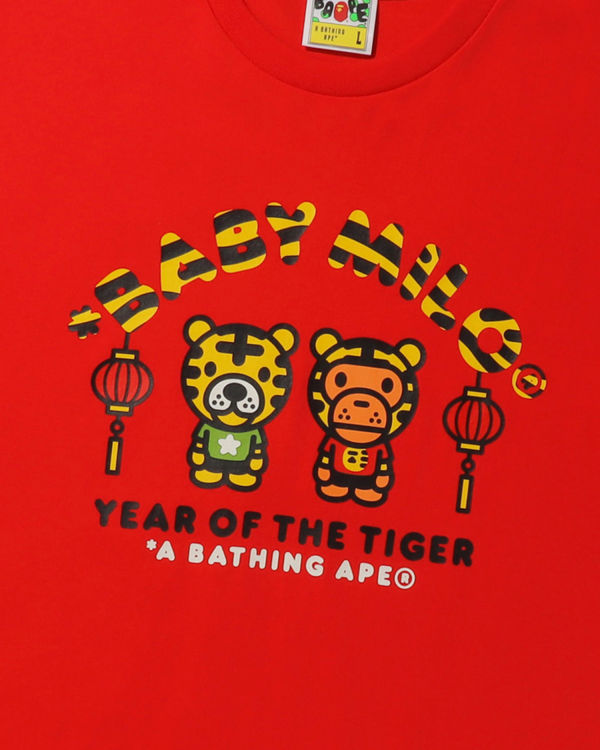 T Shirts Bape Year Of The Tiger Milo Rouge Clair Homme | EAH-14039987