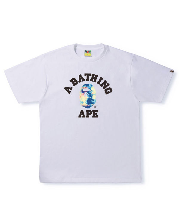 T Shirts Bape Tie Dye College Blanche Homme | RJG-49900033