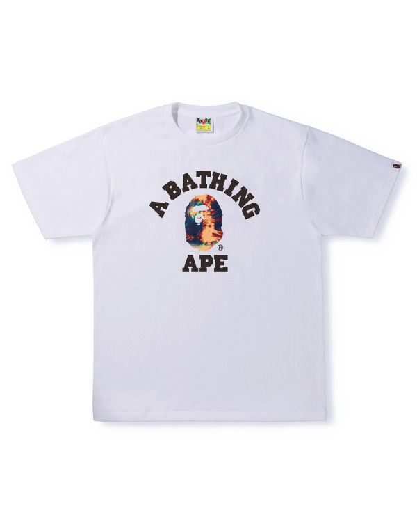 T Shirts Bape Tie Dye College Blanche Homme | EAF-77562125