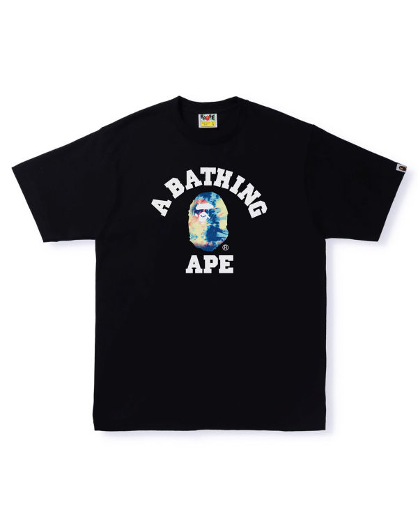 T Shirts Bape Tie Dye College Noir Homme | RBP-74577471