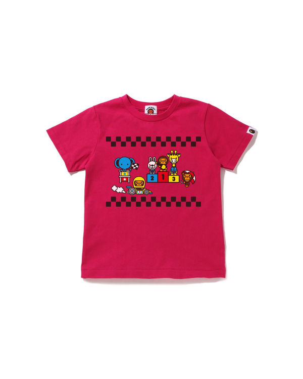 T Shirts Bape Milo Racing #3 Rose Enfant | FFE-37598180