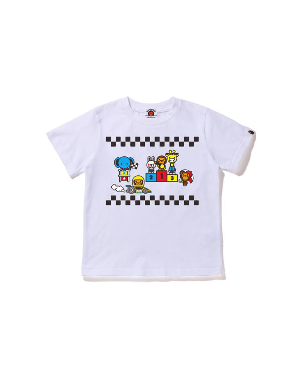 T Shirts Bape Milo Racing #3 Blanche Enfant | CWU-72551901