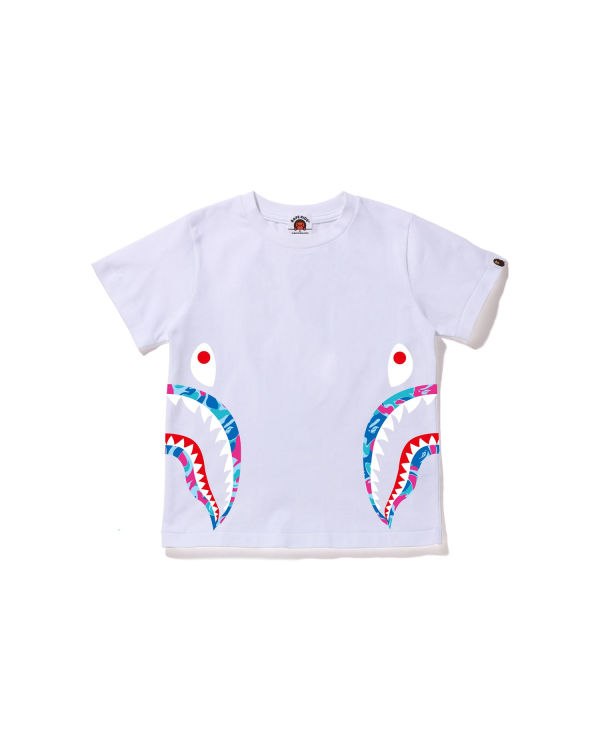 T Shirts Bape Marble Camo Side Shark Blanche Enfant | FSE-78402168