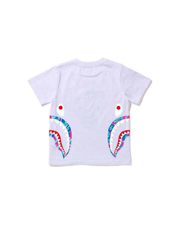 T Shirts Bape Marble Camo Side Shark Blanche Enfant | FSE-78402168