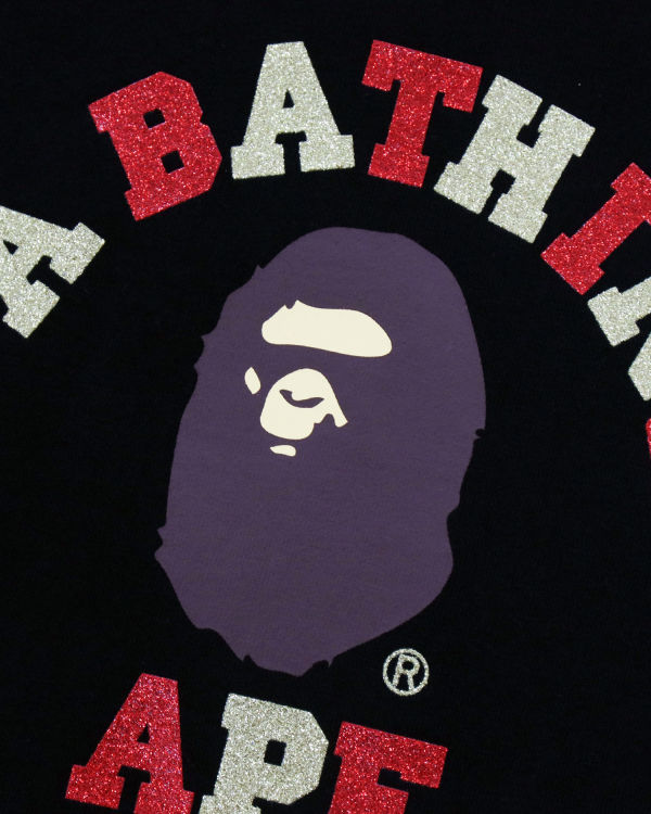 T Shirts Bape Glitter College Noir Enfant | UJM-62993372