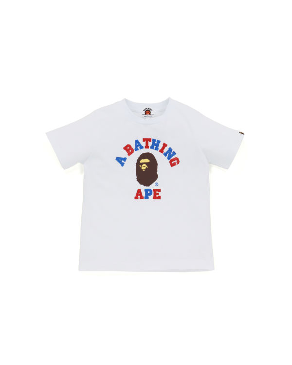 T Shirts Bape Glitter College Blanche Enfant | HYX-56571101