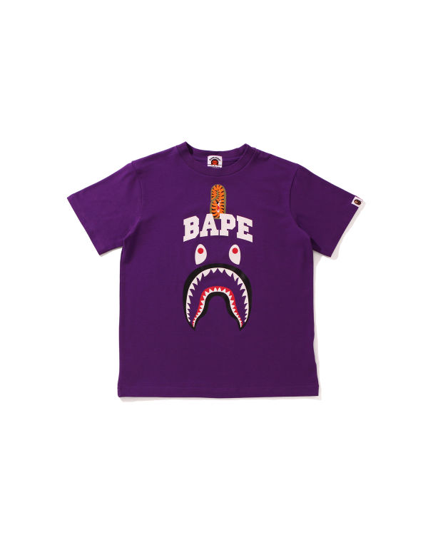 T Shirts Bape Shark Print Violette Enfant | LSX-75282599